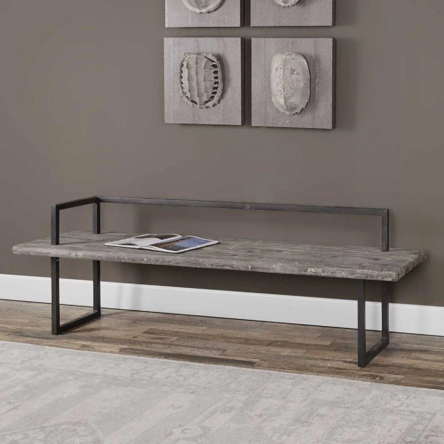Luxury Solid Fir Wood Bench European Style for Villa