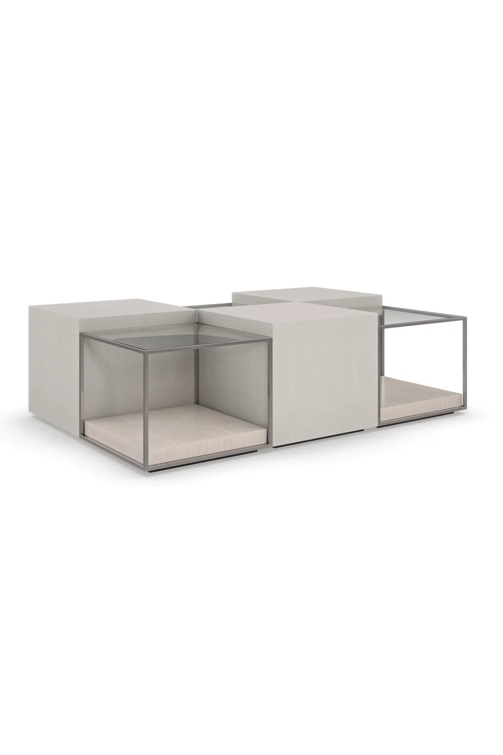 Luxury Solid Ground Shagreen Cube Cocktail Table Modern Italian Style for Villa