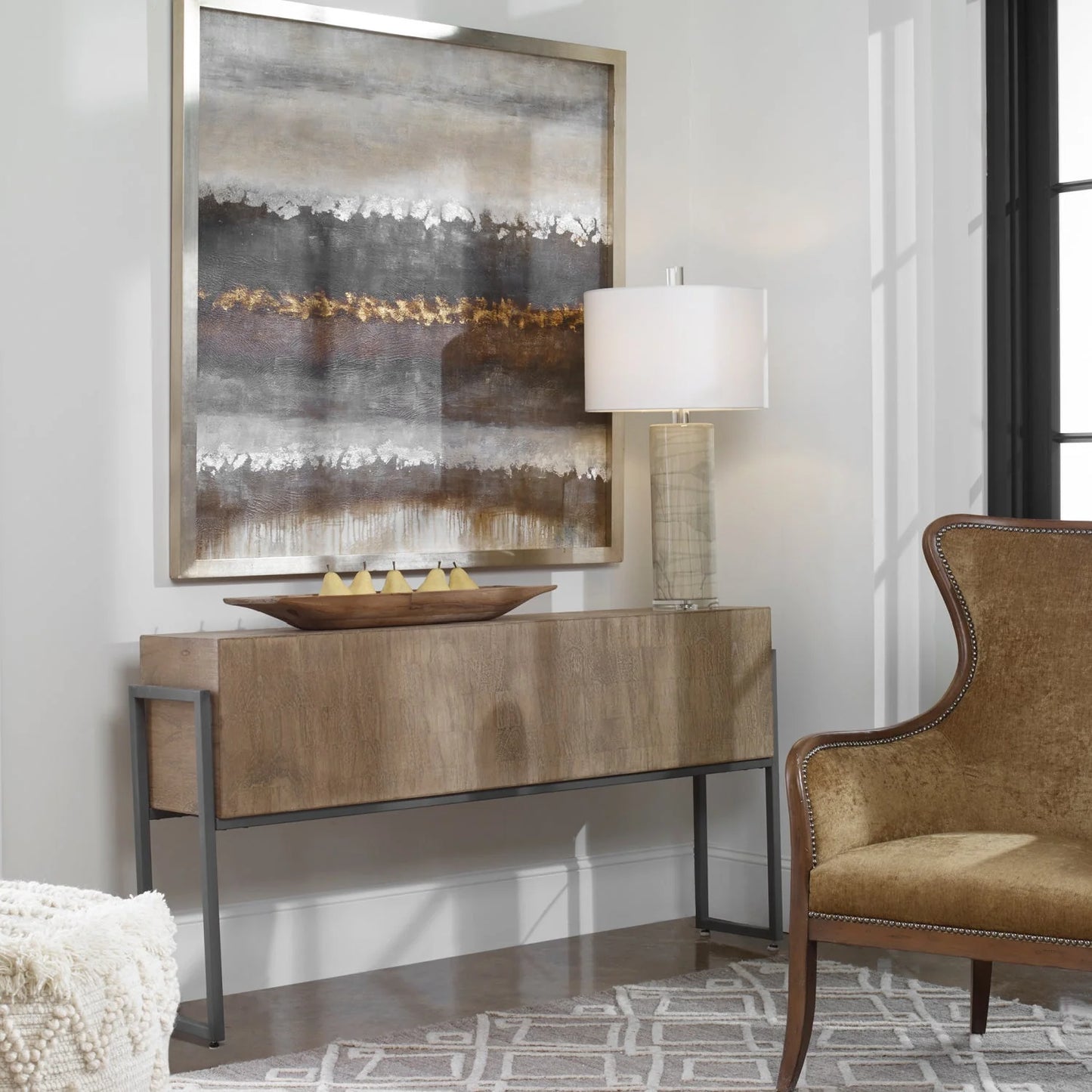 Luxury Solid Mahogany Console Table Modern Italian Style for Villa