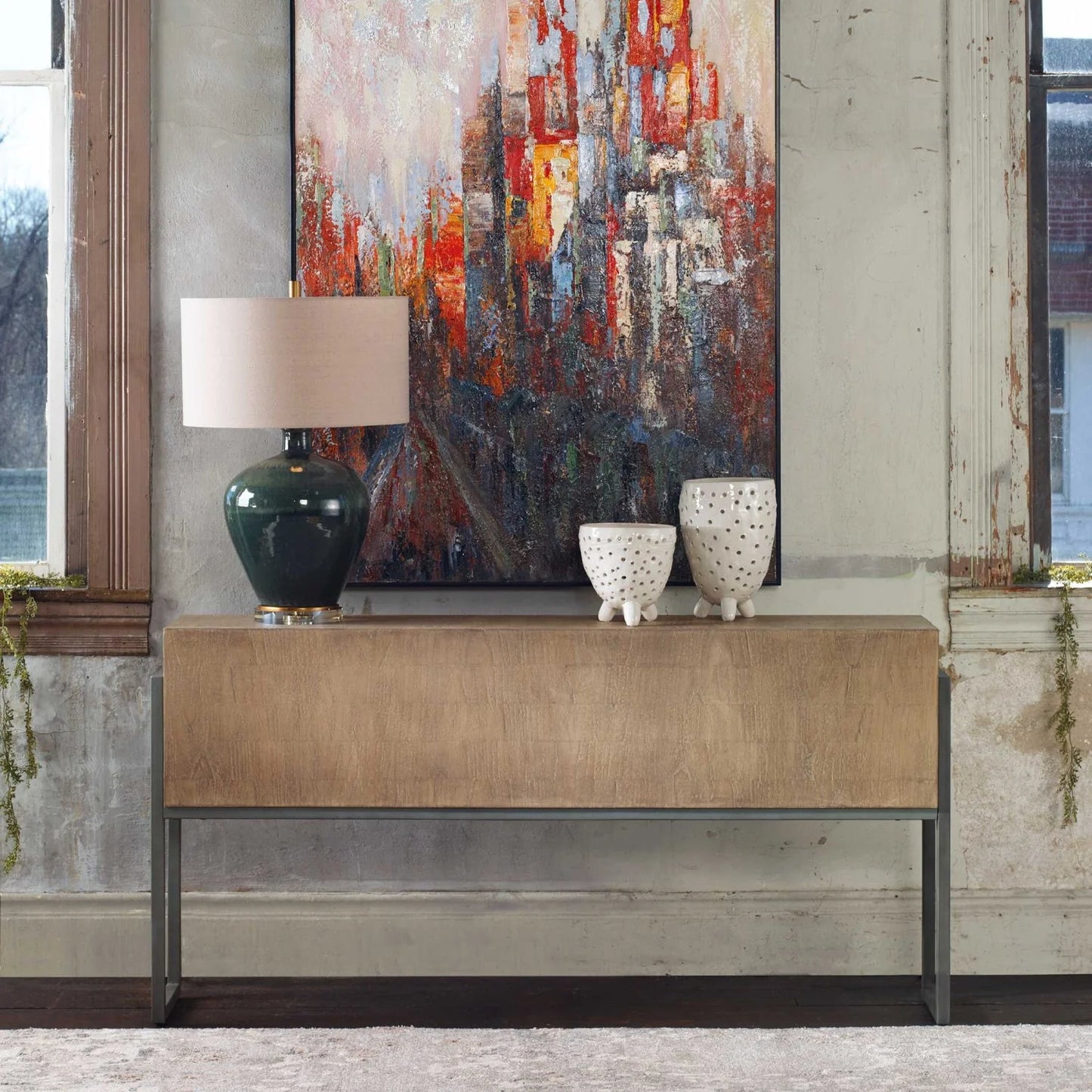 Luxury Solid Mahogany Console Table Modern Italian Style for Villa