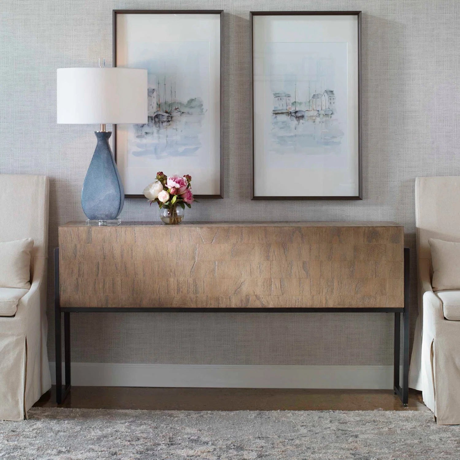 Luxury Solid Mahogany Console Table Modern Italian Style for Villa