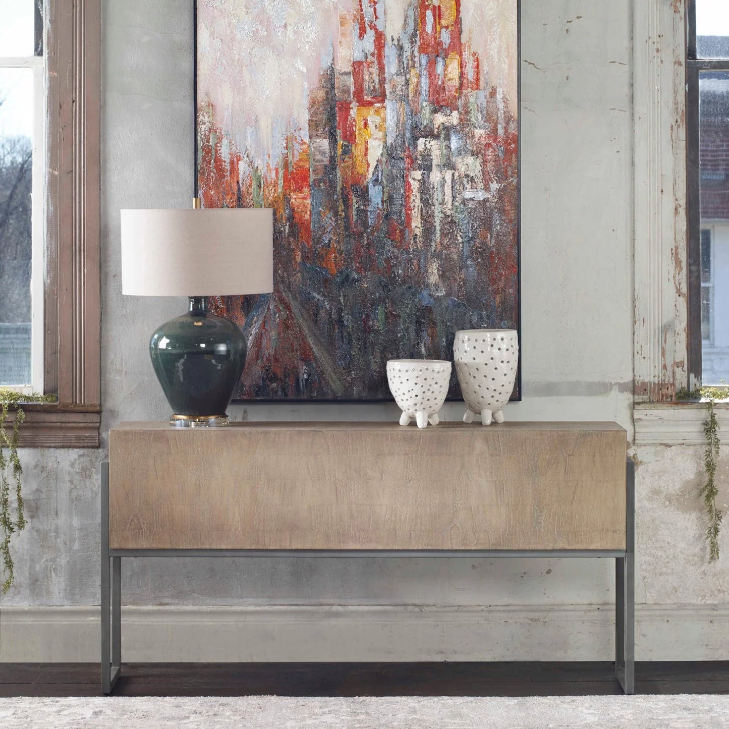 Luxury Solid Mahogany Console Table Modern Italian Style for Villa