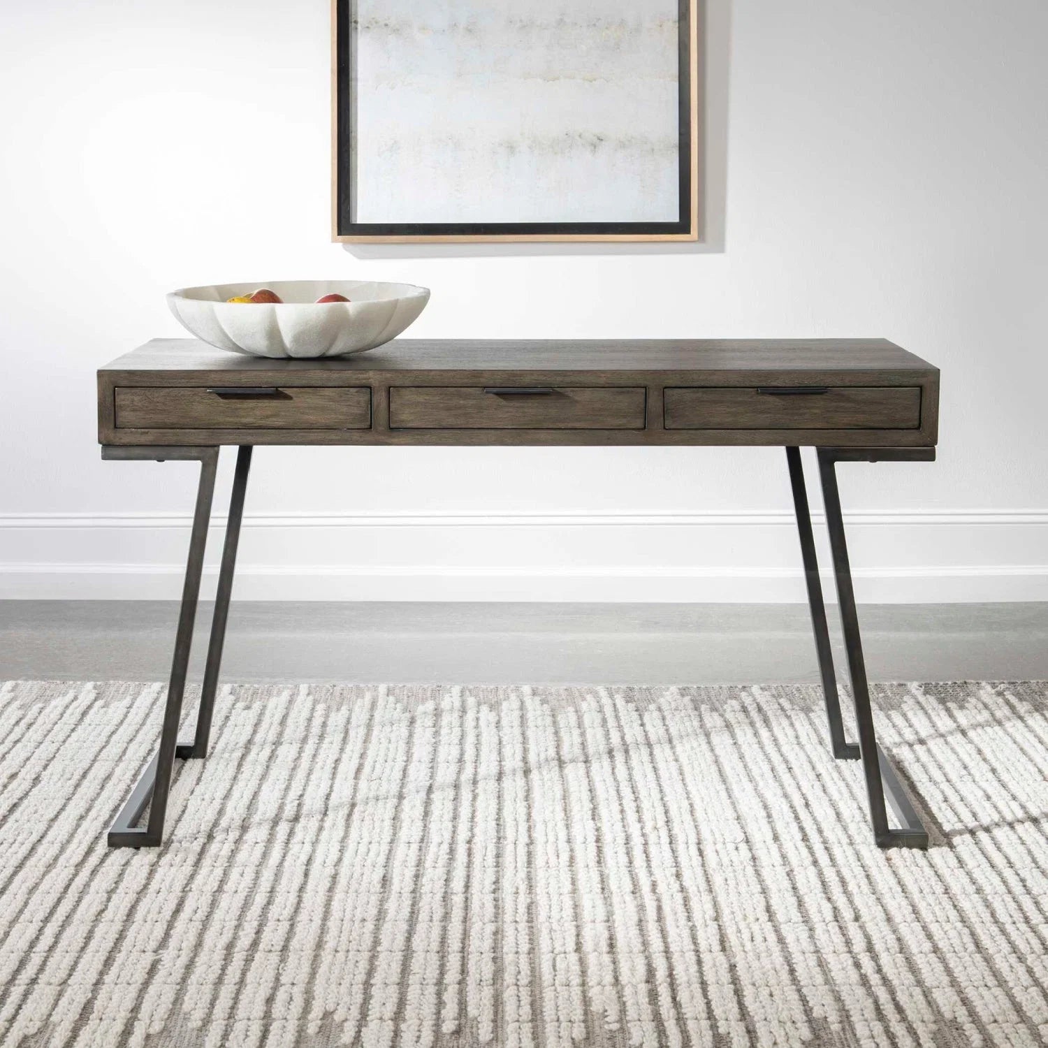 Luxury Solid Mango Wood 3-Drawer Modern Desk European Style for Villa