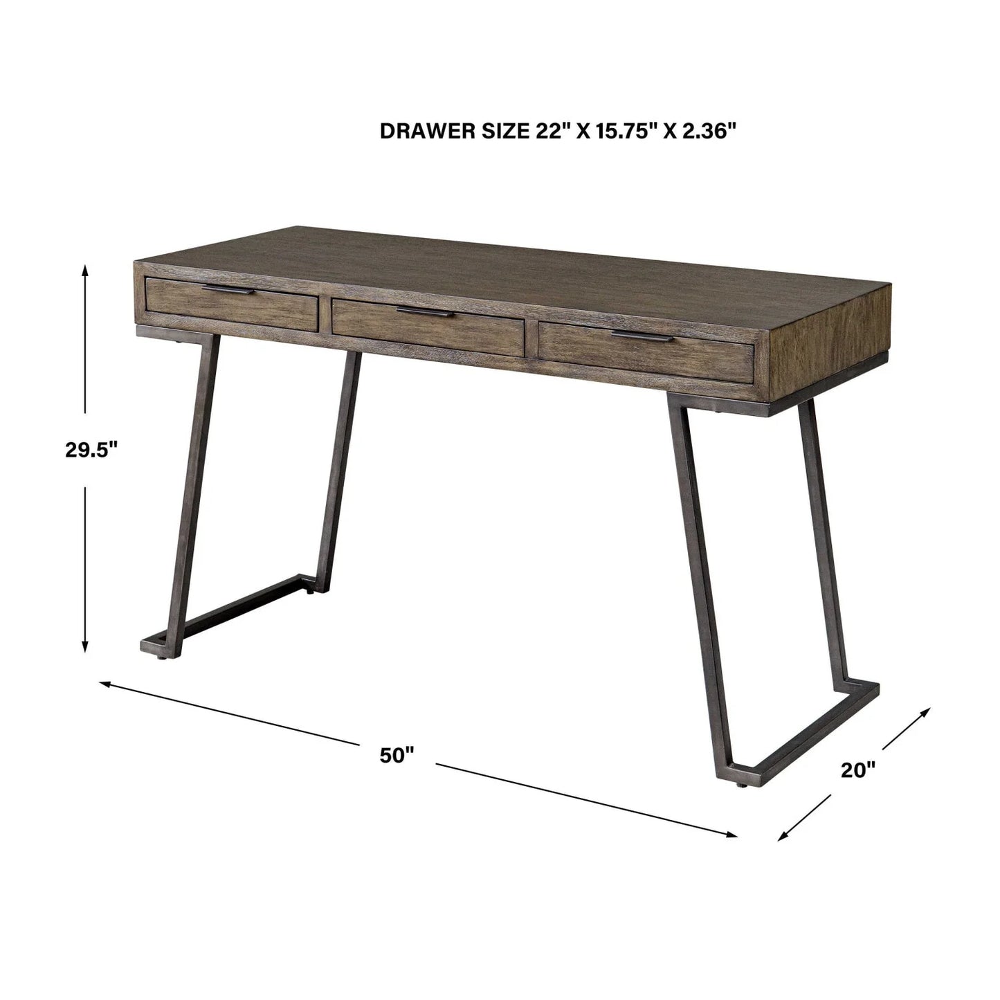Luxury Solid Mango Wood 3-Drawer Modern Desk European Style for Villa