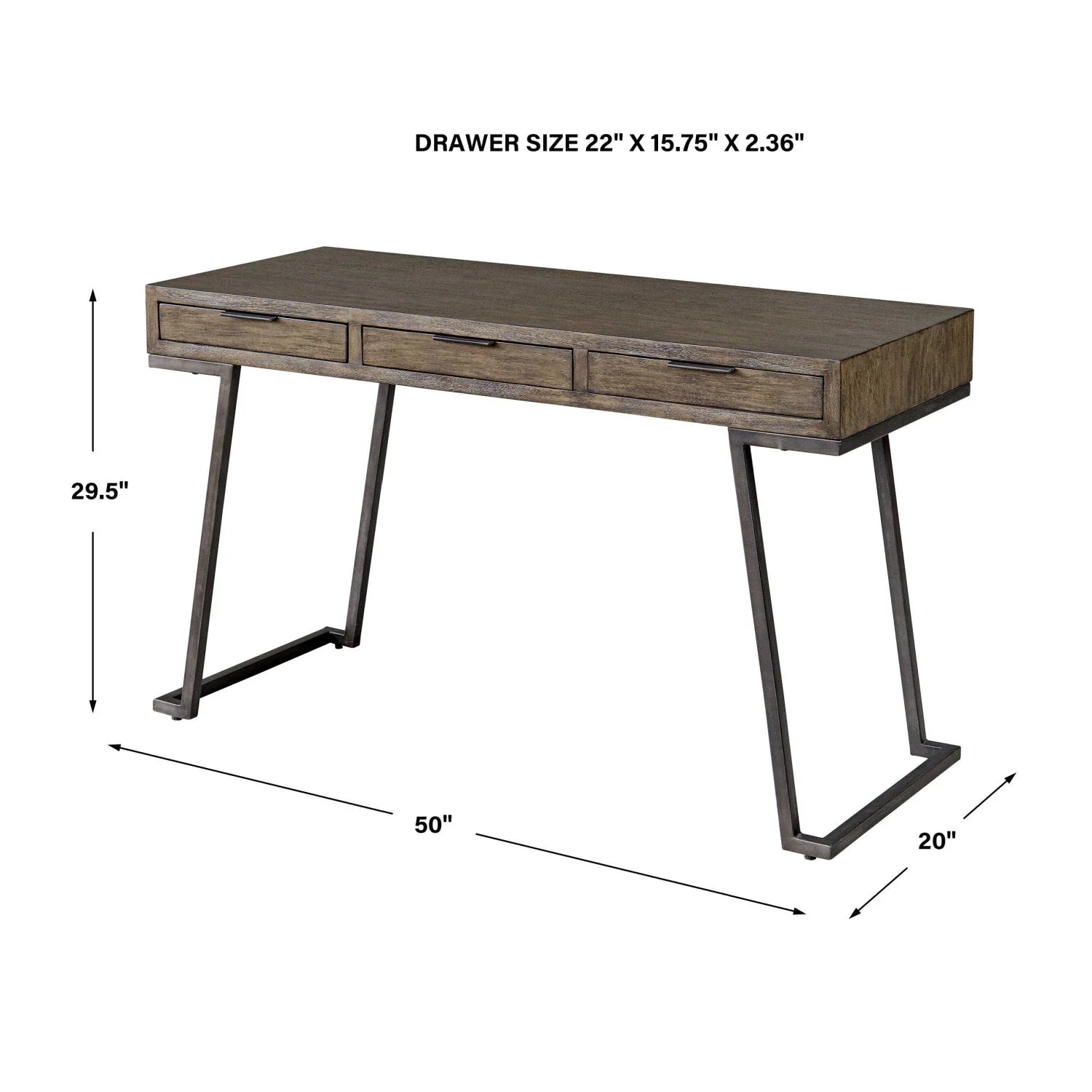 Luxury Solid Mango Wood 3-Drawer Modern Desk European Style for Villa