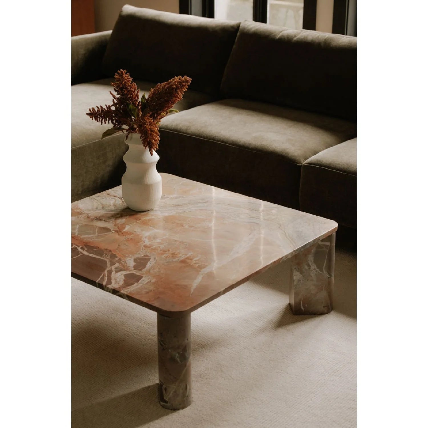 Luxury Solid Marble Square Coffee Table Modern Italian Style for Villa