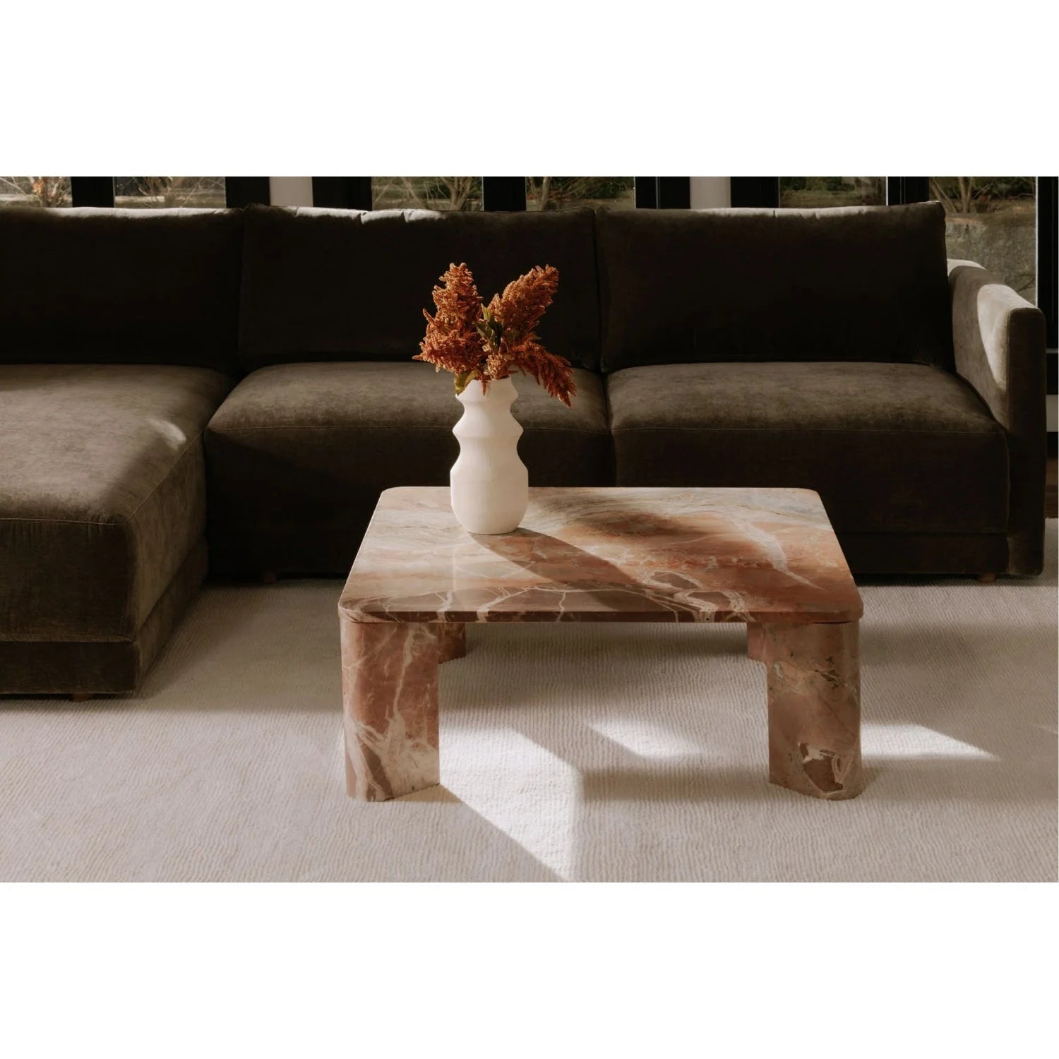 Luxury Solid Marble Square Coffee Table Modern Italian Style for Villa