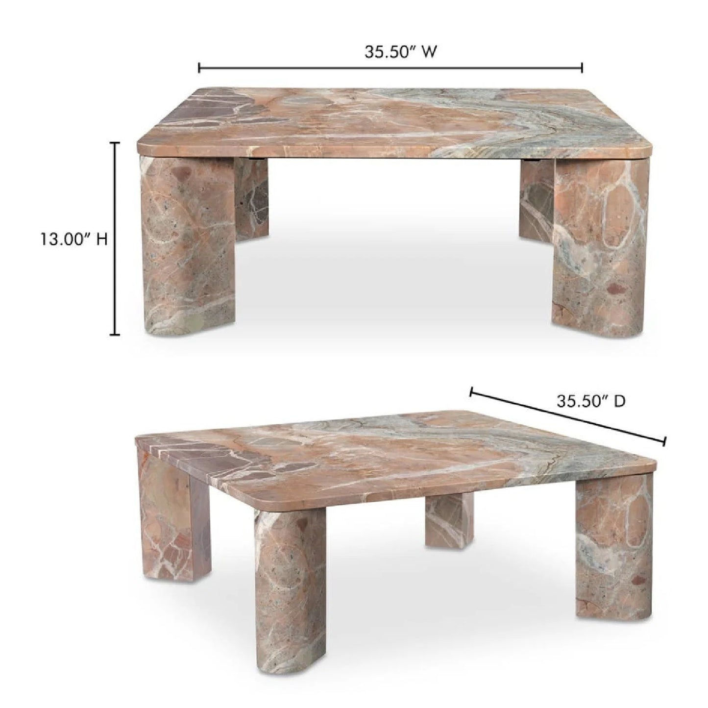Luxury Solid Marble Square Coffee Table Modern Italian Style for Villa