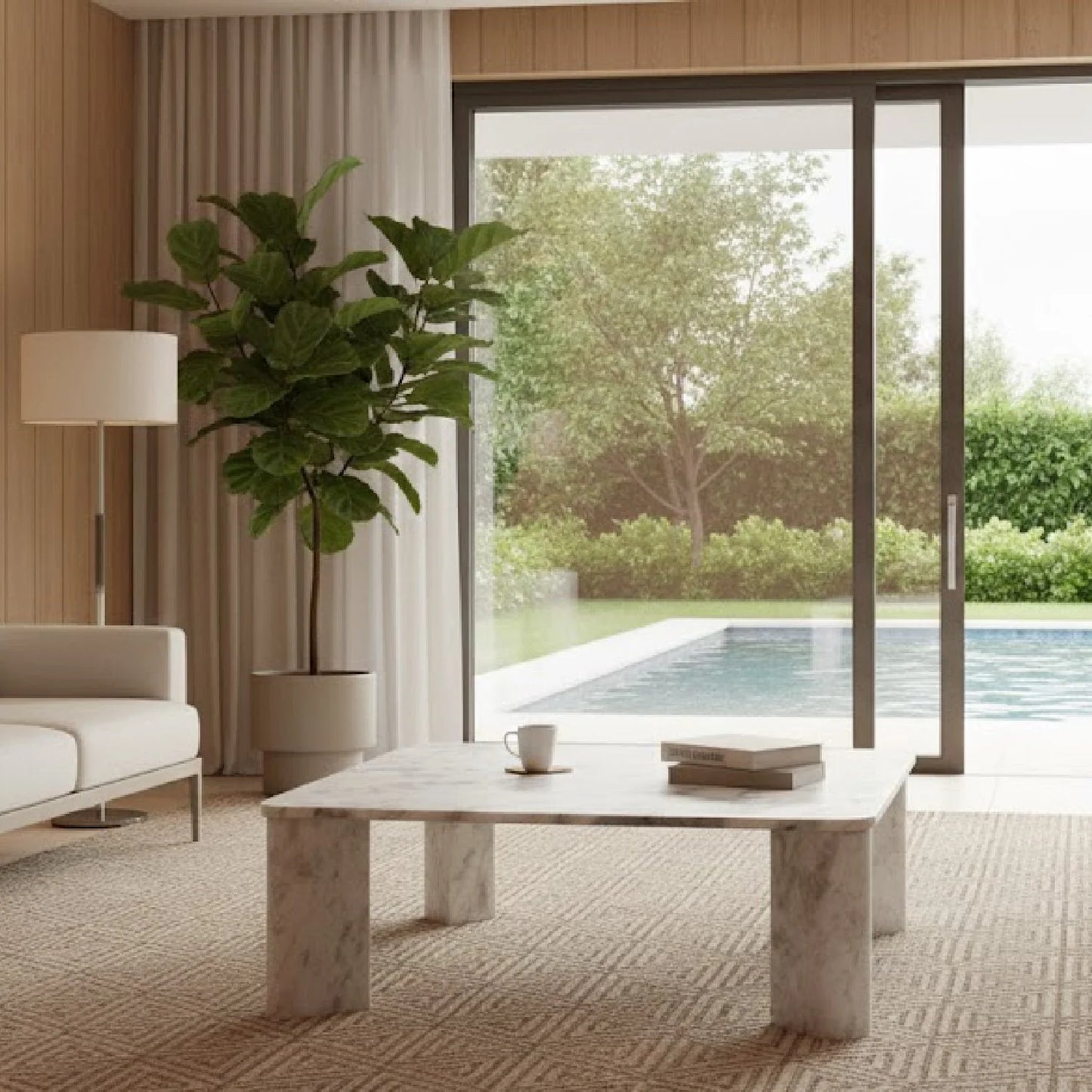 Luxury Solid Marble Square Coffee Table Modern Italian Style for Villa