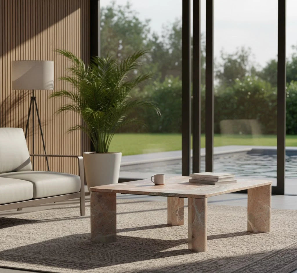 Luxury Solid Marble Square Coffee Table Modern Italian Style for Villa