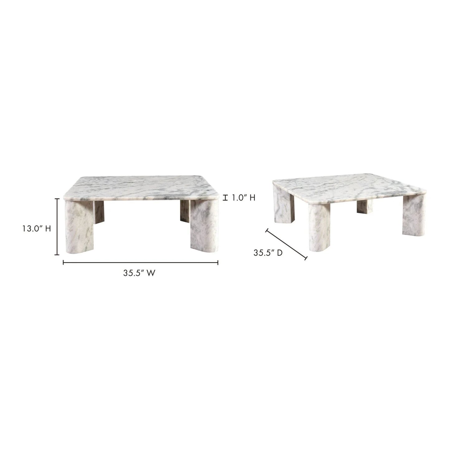 Luxury Solid Marble Square Coffee Table Modern Italian Style for Villa