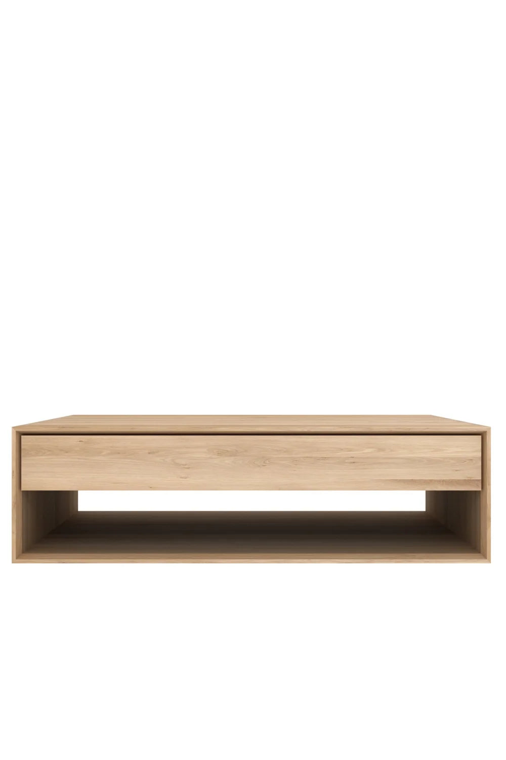 Luxury Solid Oak 1-Drawer Coffee Table Modern Italian Style for Villa