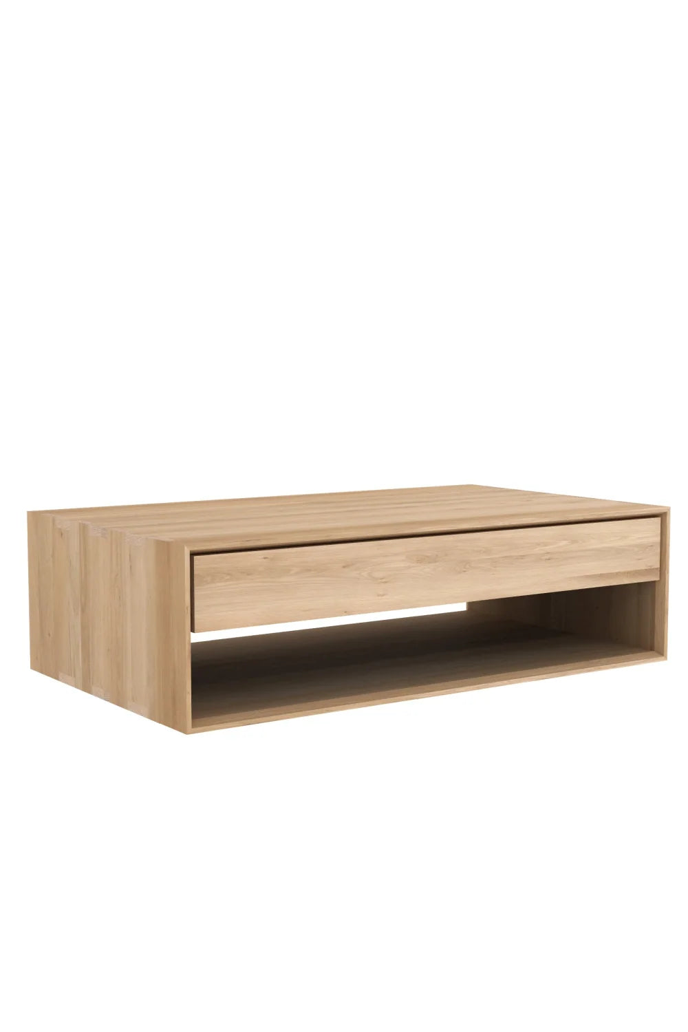 Luxury Solid Oak 1-Drawer Coffee Table Modern Italian Style for Villa