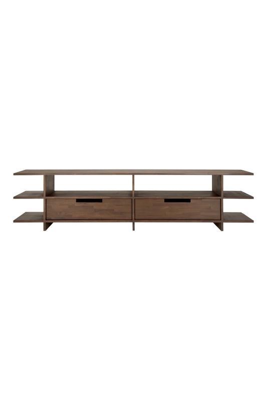 Luxury Solid Oak 2-Drawer Media Cabinet Modern Italian Style for Villa