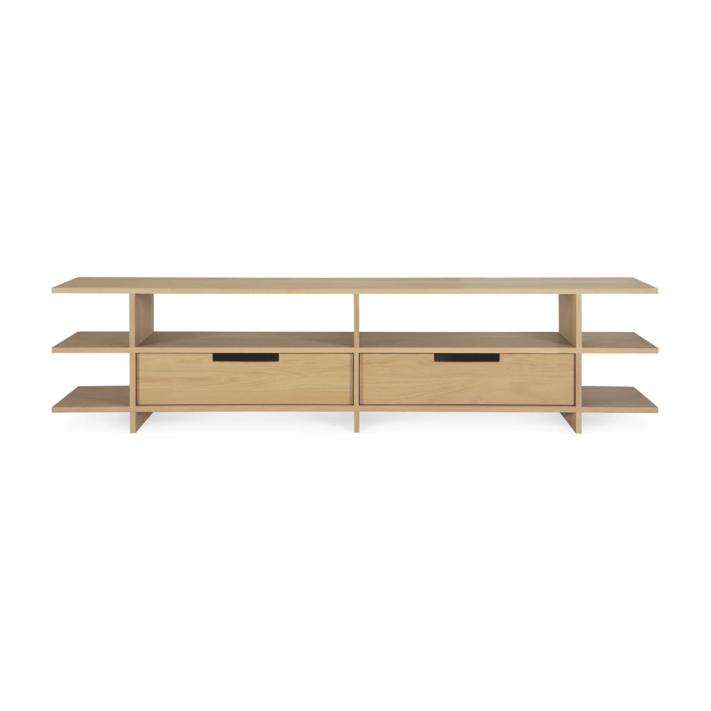 Luxury Solid Oak 2-Drawer Media Cabinet Modern Italian Style for Villa