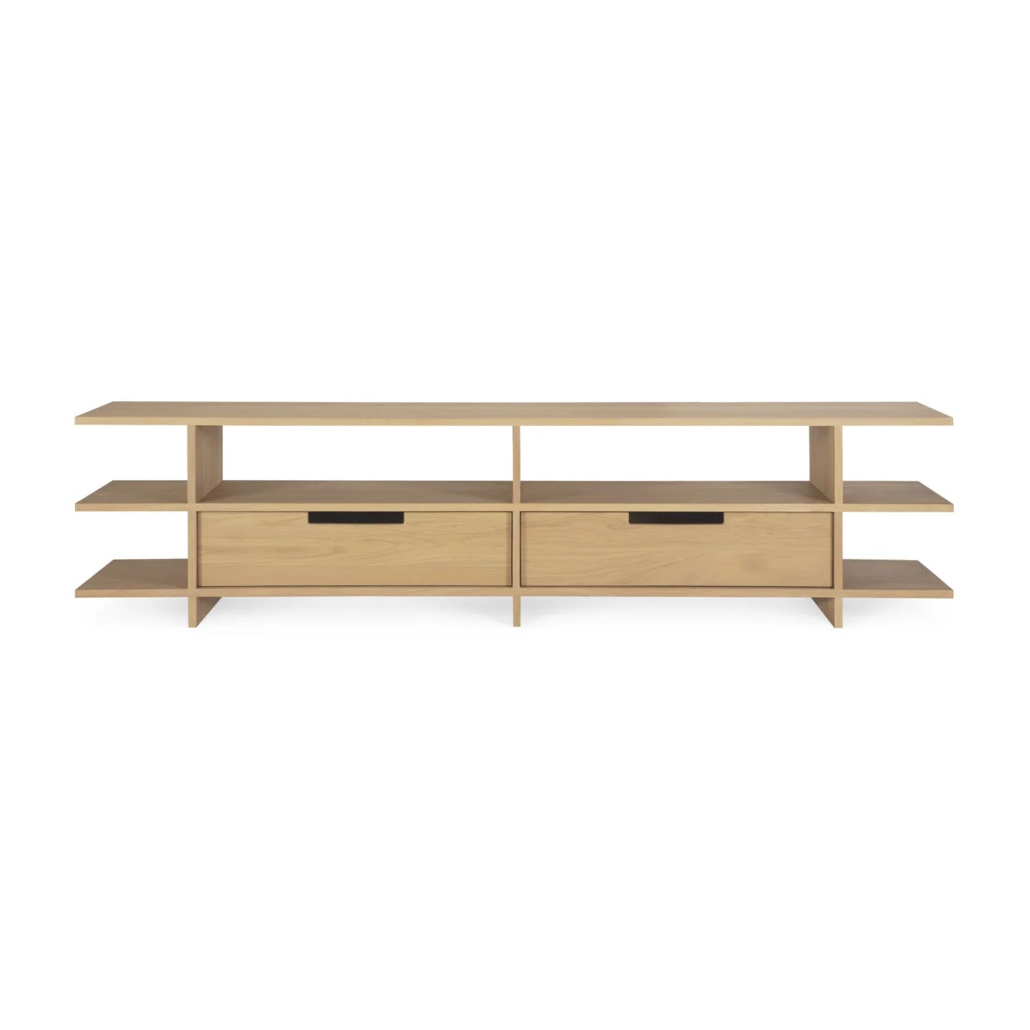 Luxury Solid Oak 2-Drawer Media Cabinet Modern Italian Style for Villa