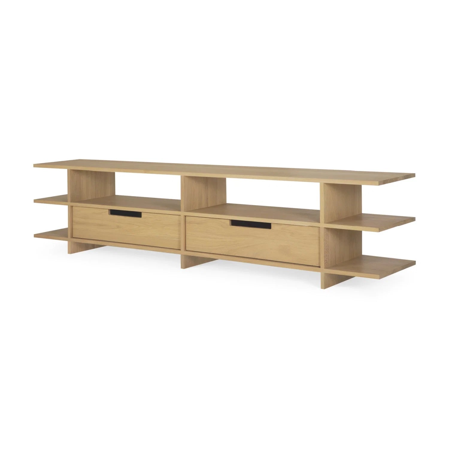 Luxury Solid Oak 2-Drawer Media Cabinet Modern Italian Style for Villa