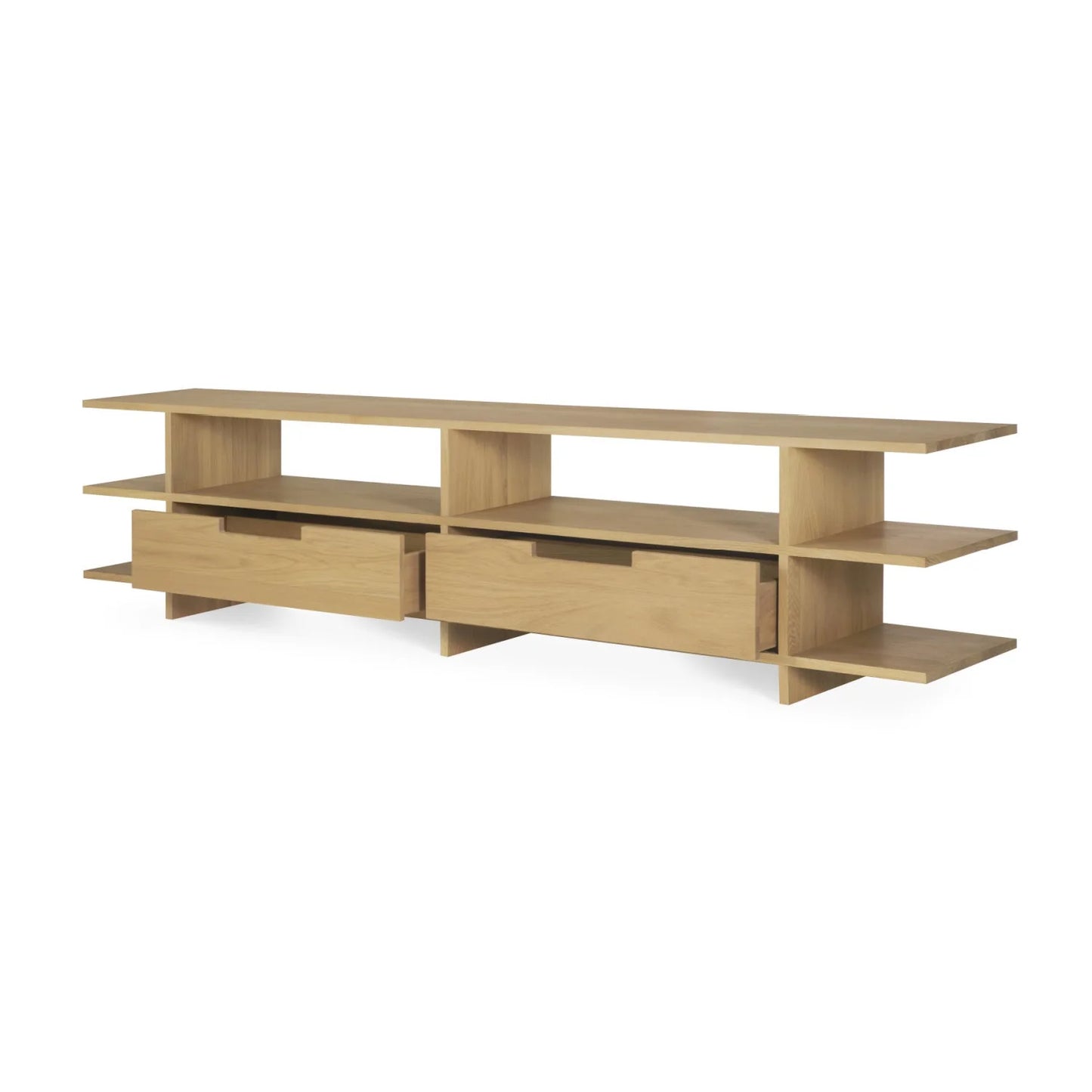 Luxury Solid Oak 2-Drawer Media Cabinet Modern Italian Style for Villa