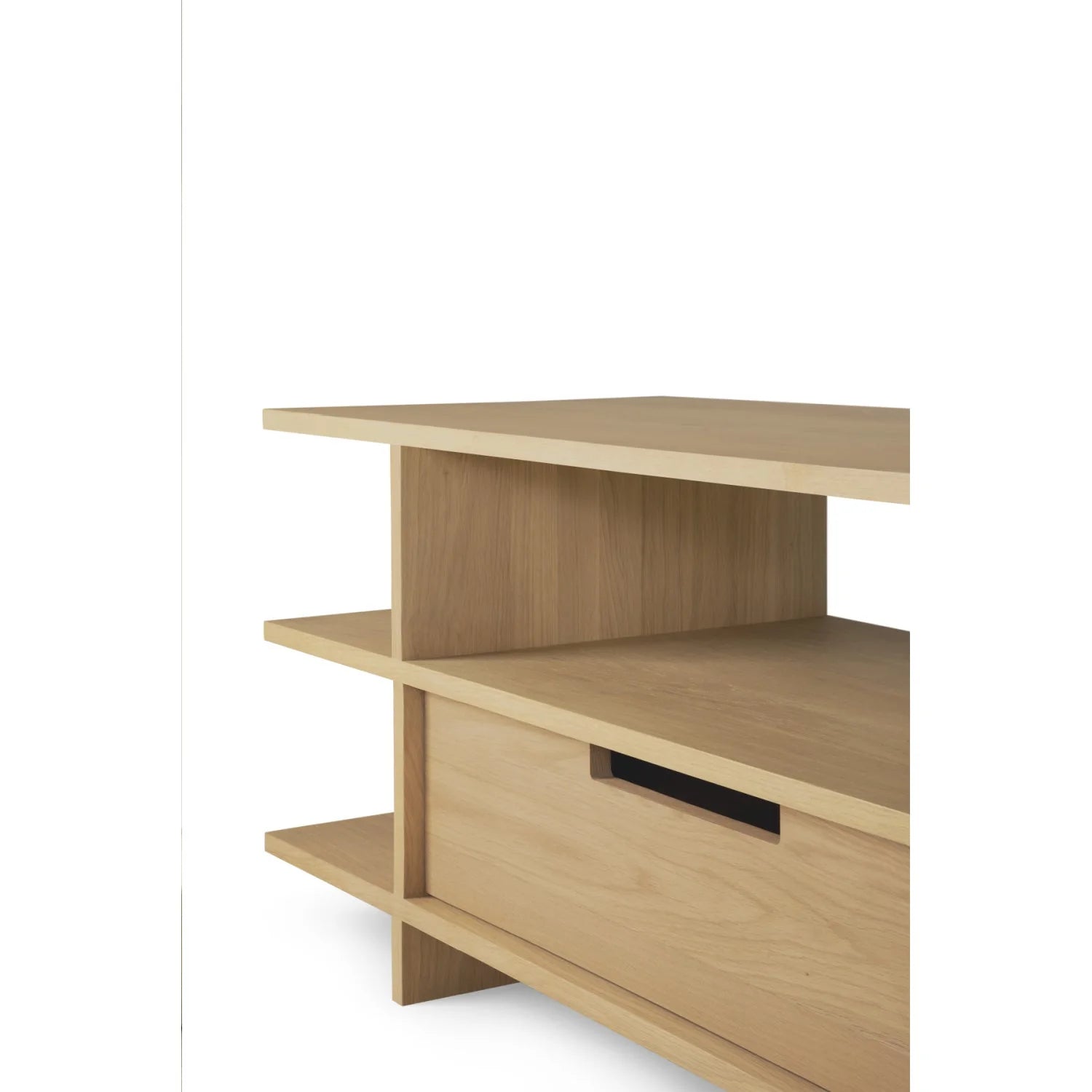 Luxury Solid Oak 2-Drawer Media Cabinet Modern Italian Style for Villa