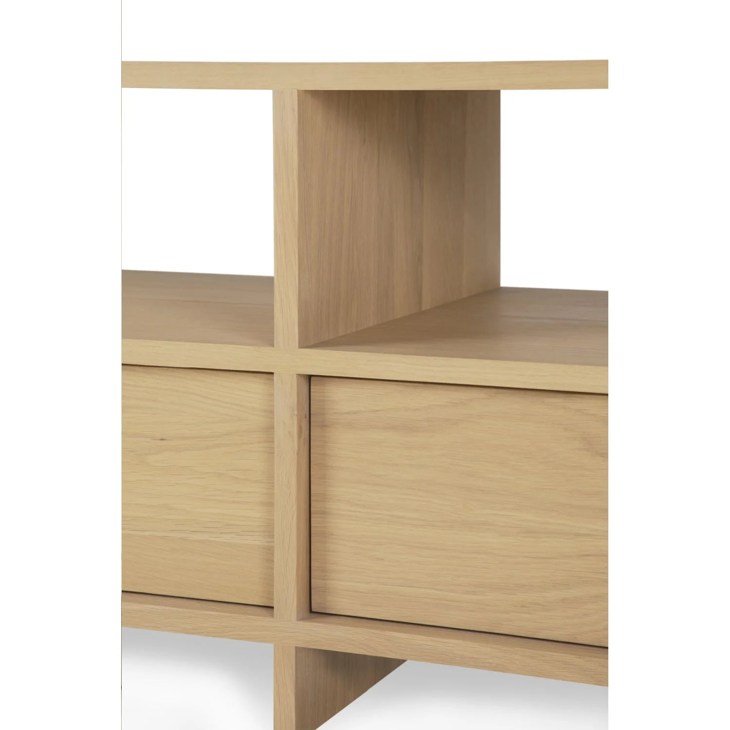 Luxury Solid Oak 2-Drawer Media Cabinet Modern Italian Style for Villa