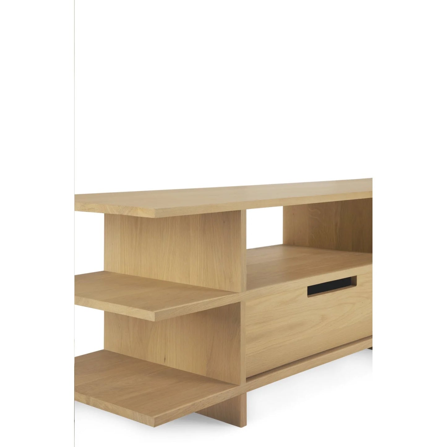 Luxury Solid Oak 2-Drawer Media Cabinet Modern Italian Style for Villa