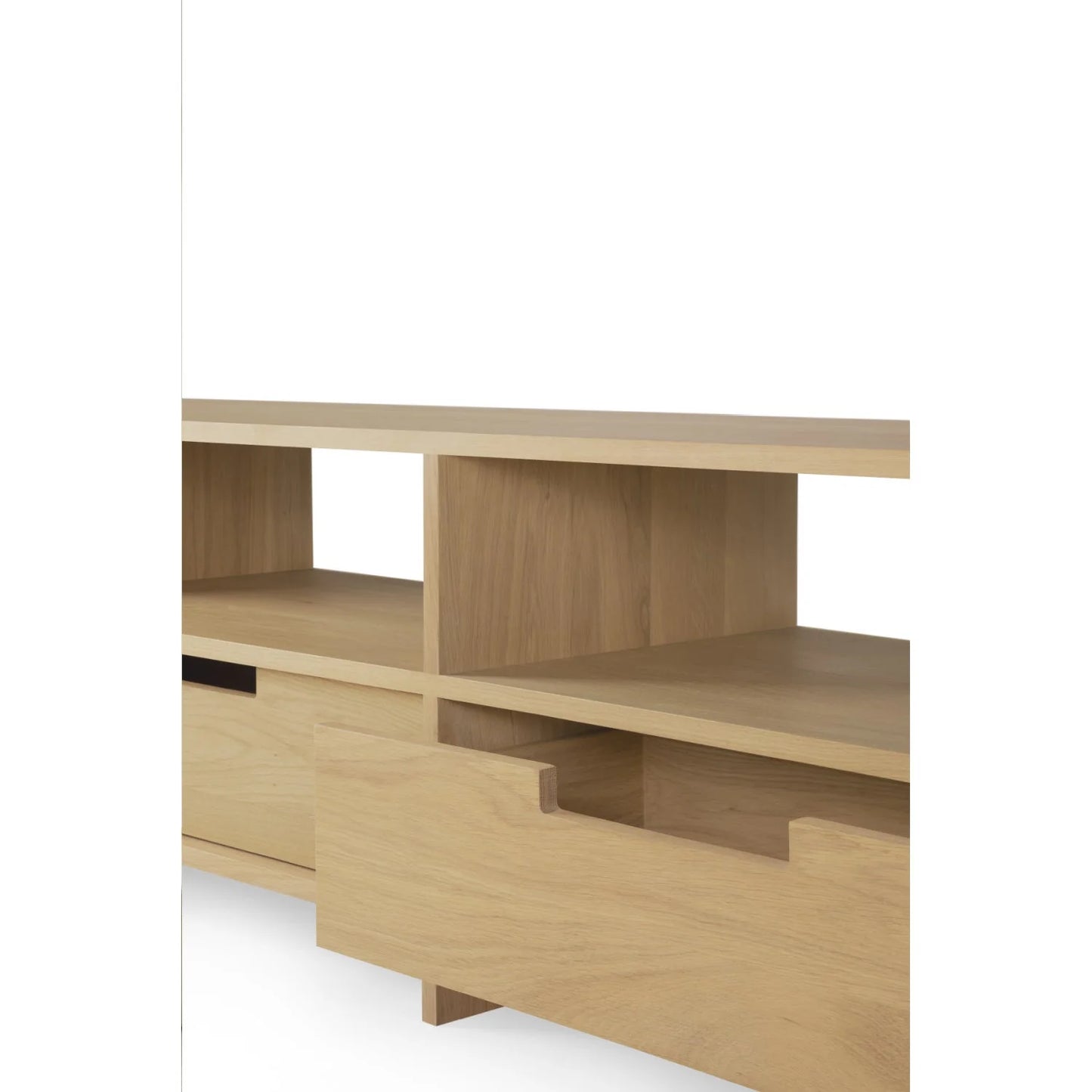 Luxury Solid Oak 2-Drawer Media Cabinet Modern Italian Style for Villa