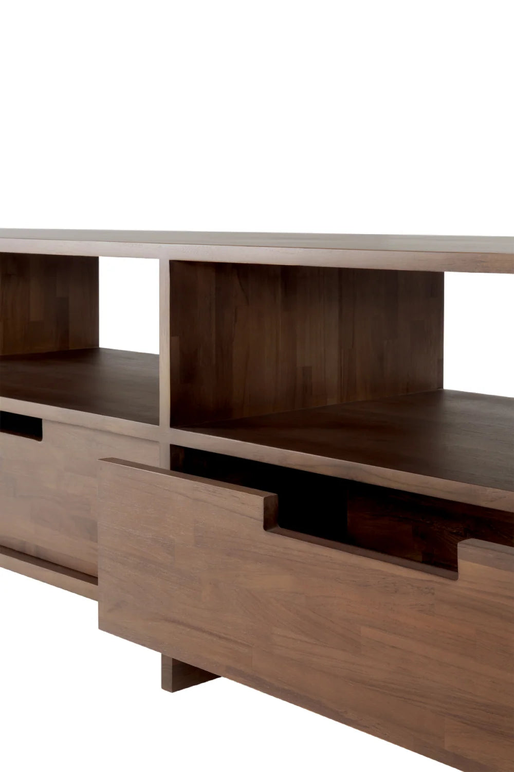 Luxury Solid Oak 2-Drawer Media Cabinet Modern Italian Style for Villa