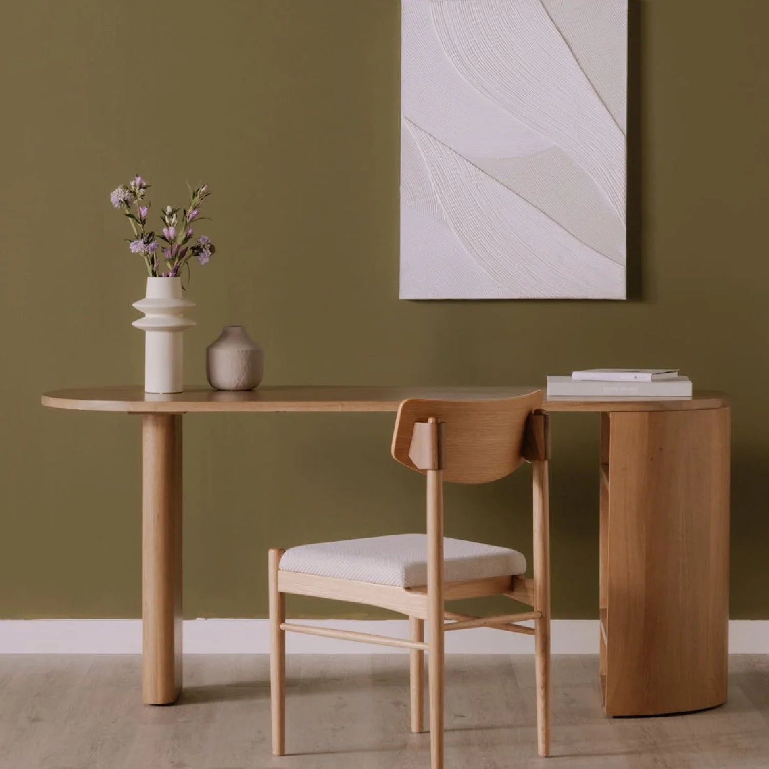 Luxury Solid Oak 3-Shelf Modern Desk European Style for Villa