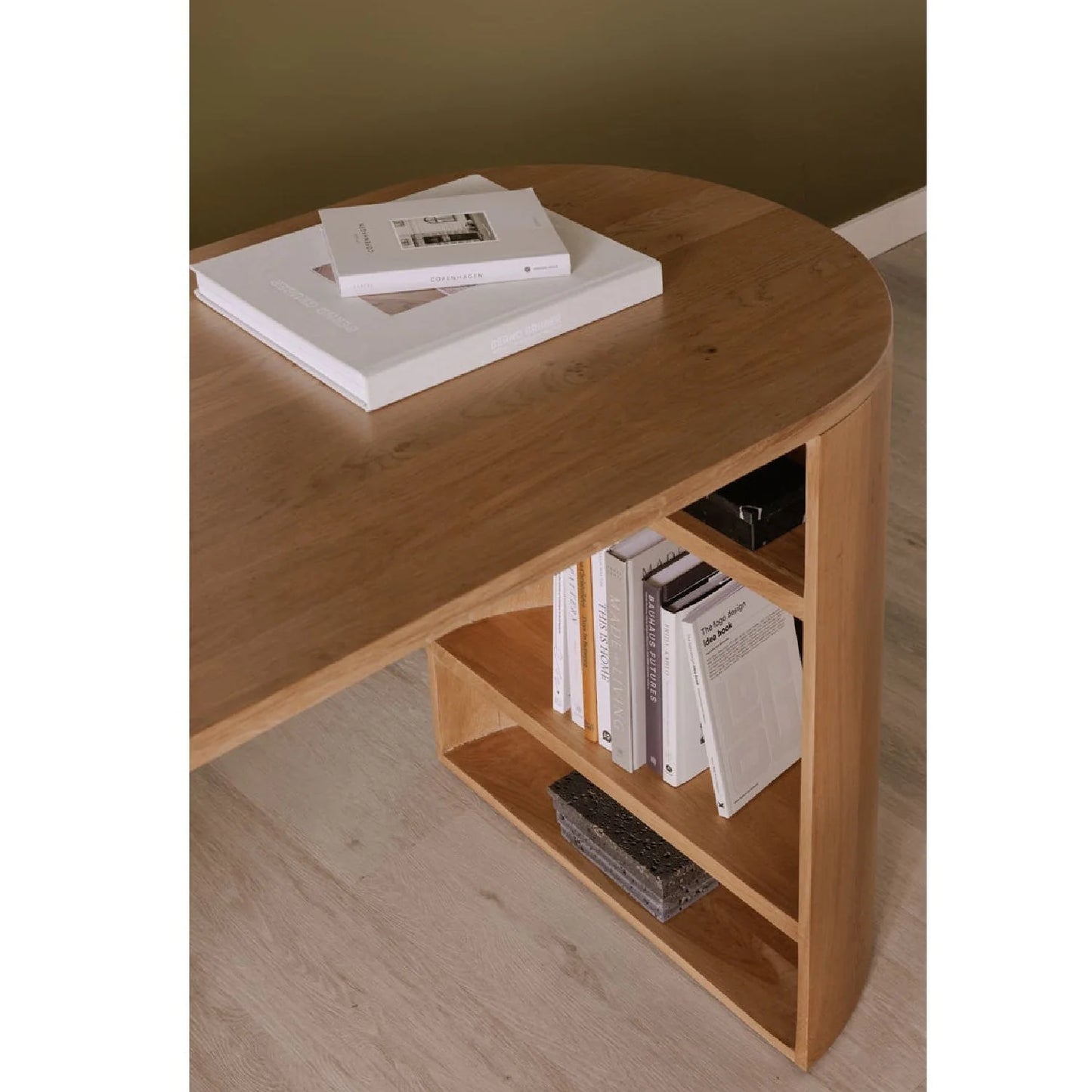 Luxury Solid Oak 3-Shelf Modern Desk European Style for Villa