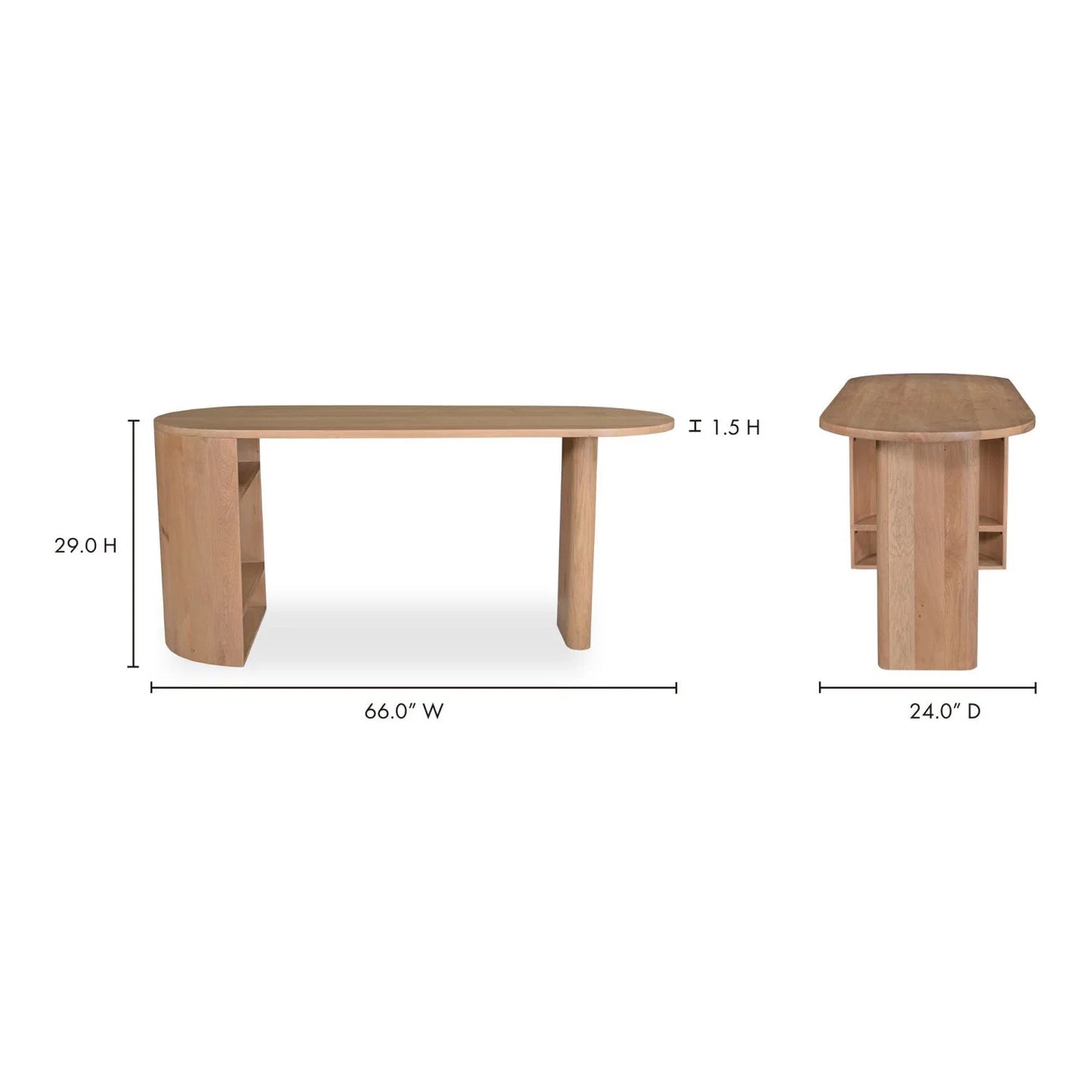 Luxury Solid Oak 3-Shelf Modern Desk European Style for Villa