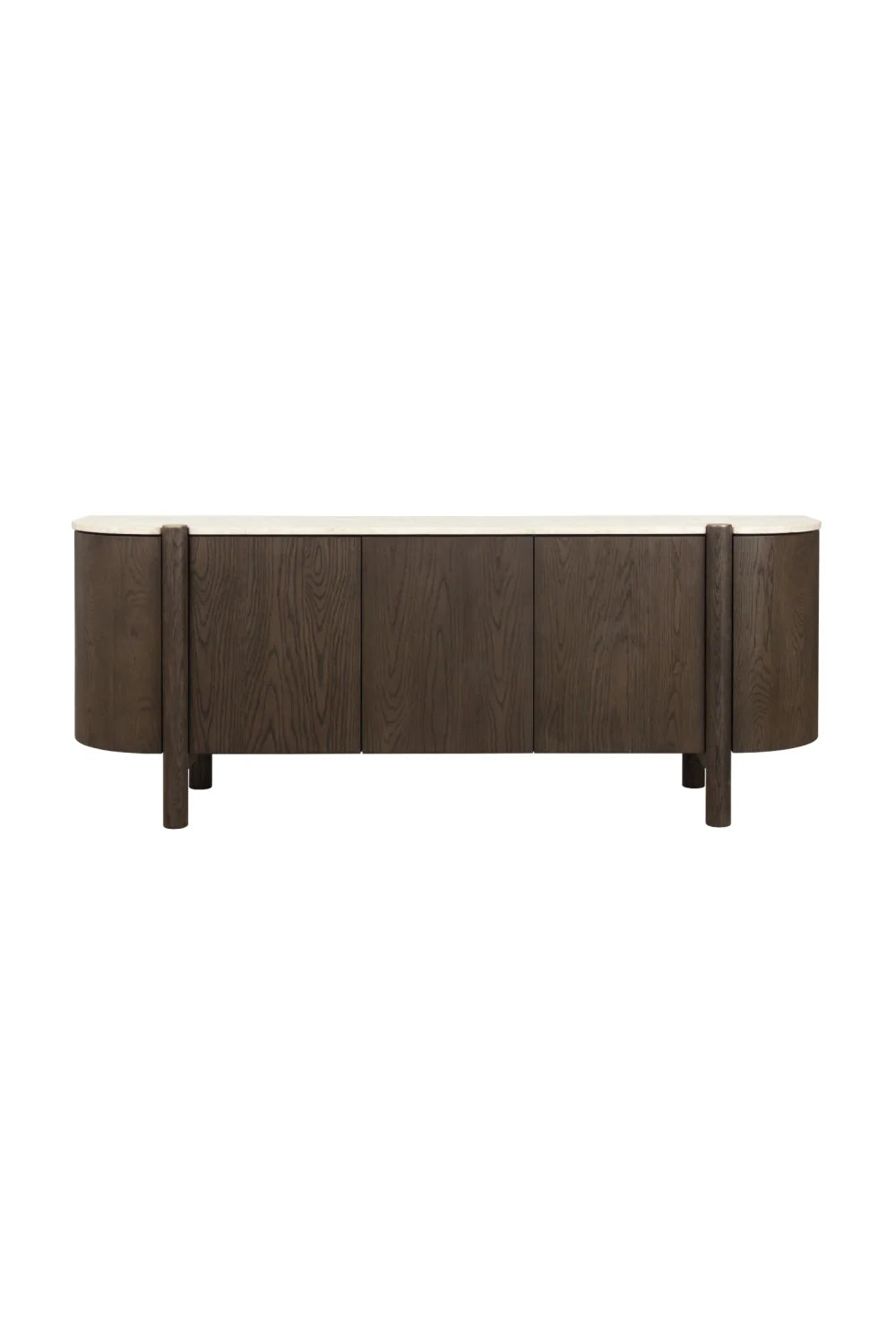 Luxury Solid Oak 4-Door Sideboard European Style for Villa