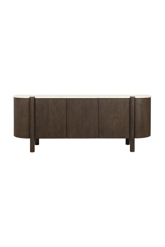 Luxury Solid Oak 4-Door Sideboard European Style for Villa
