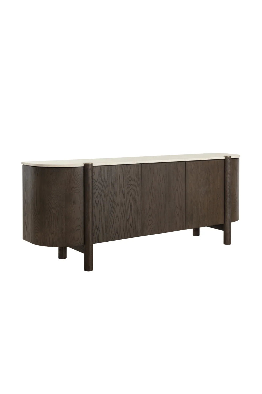 Luxury Solid Oak 4-Door Sideboard European Style for Villa