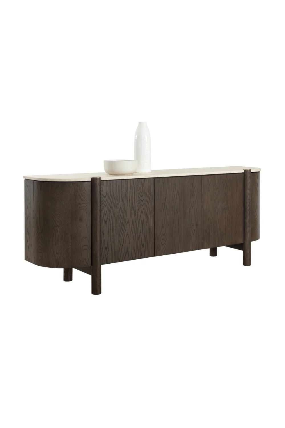 Luxury Solid Oak 4-Door Sideboard European Style for Villa