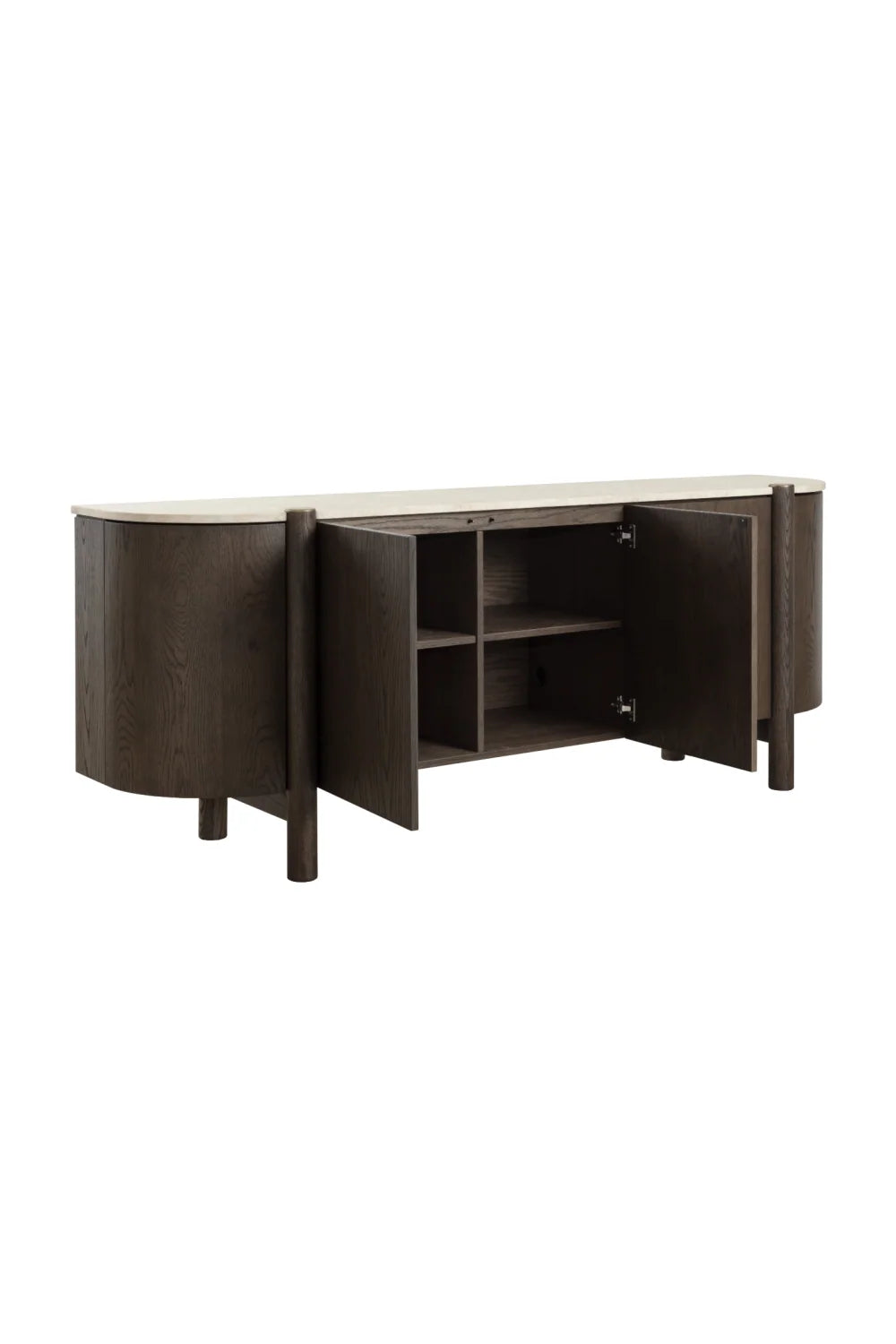Luxury Solid Oak 4-Door Sideboard European Style for Villa