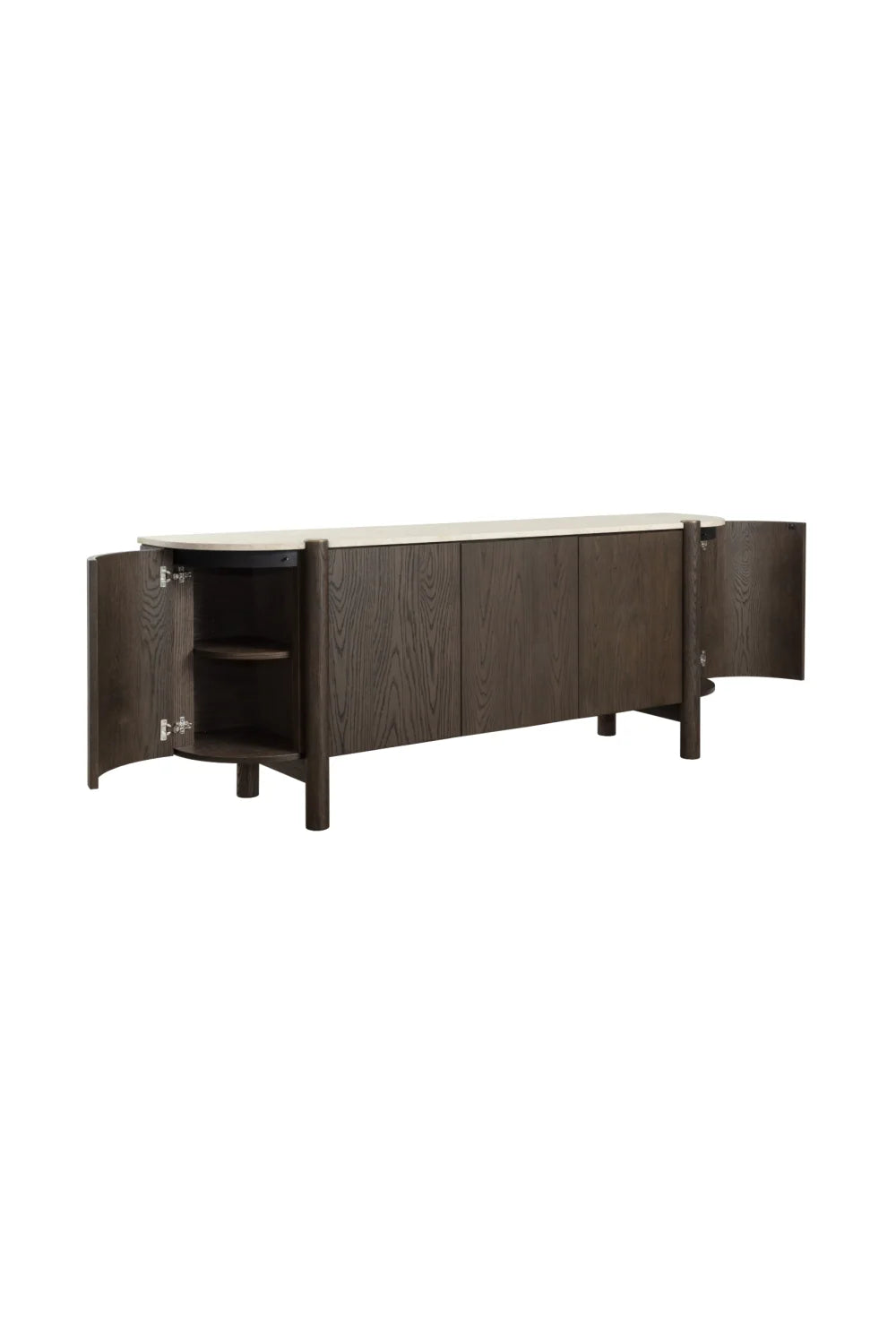 Luxury Solid Oak 4-Door Sideboard European Style for Villa