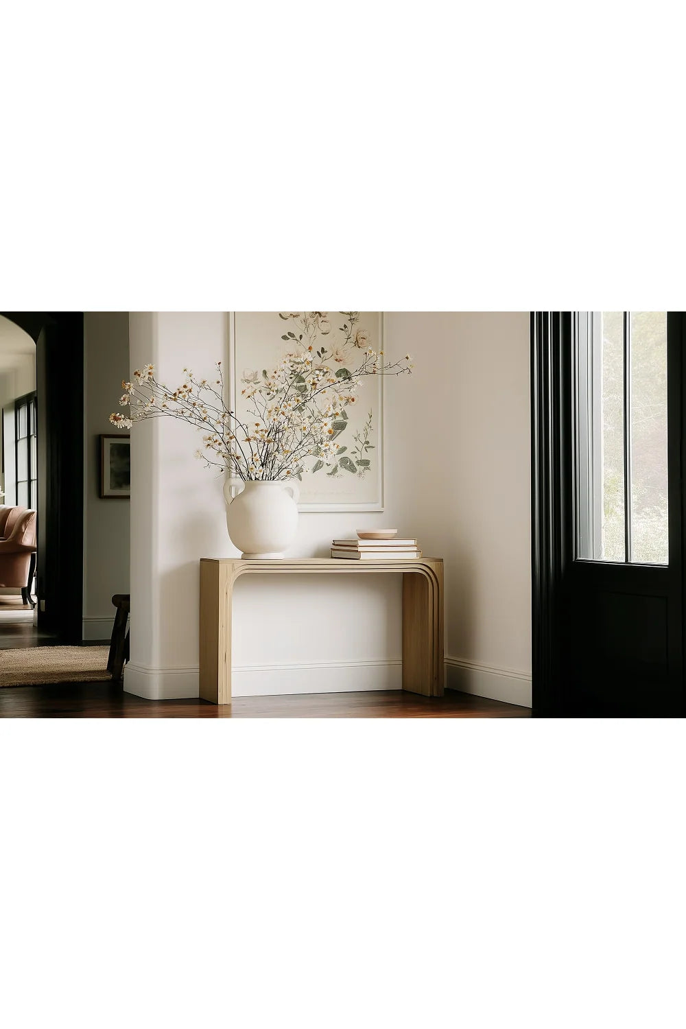 Luxury Solid Oak Arched Console Table Modern Italian Style for Villa