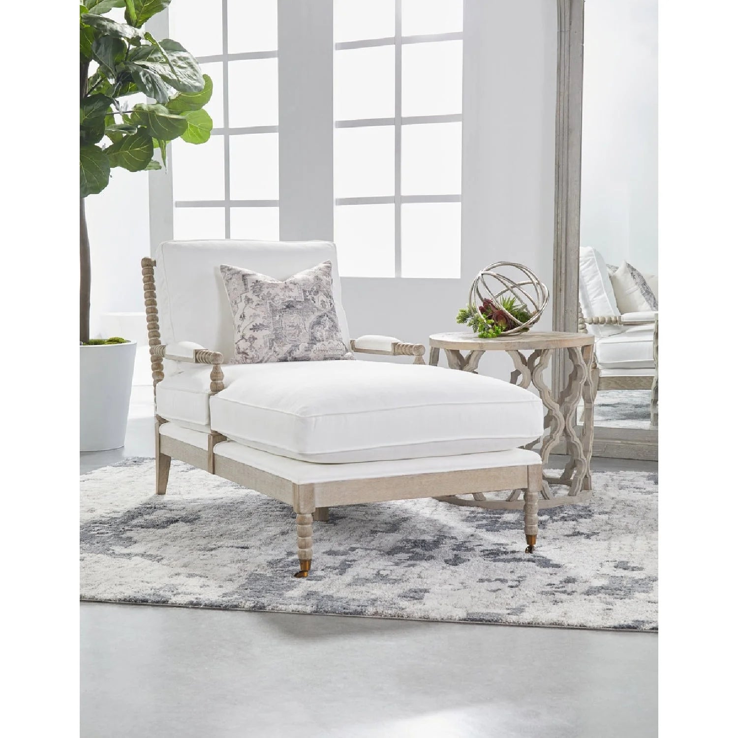 Luxury Solid Oak Chaise Lounge Modern Italian Style for Villa
