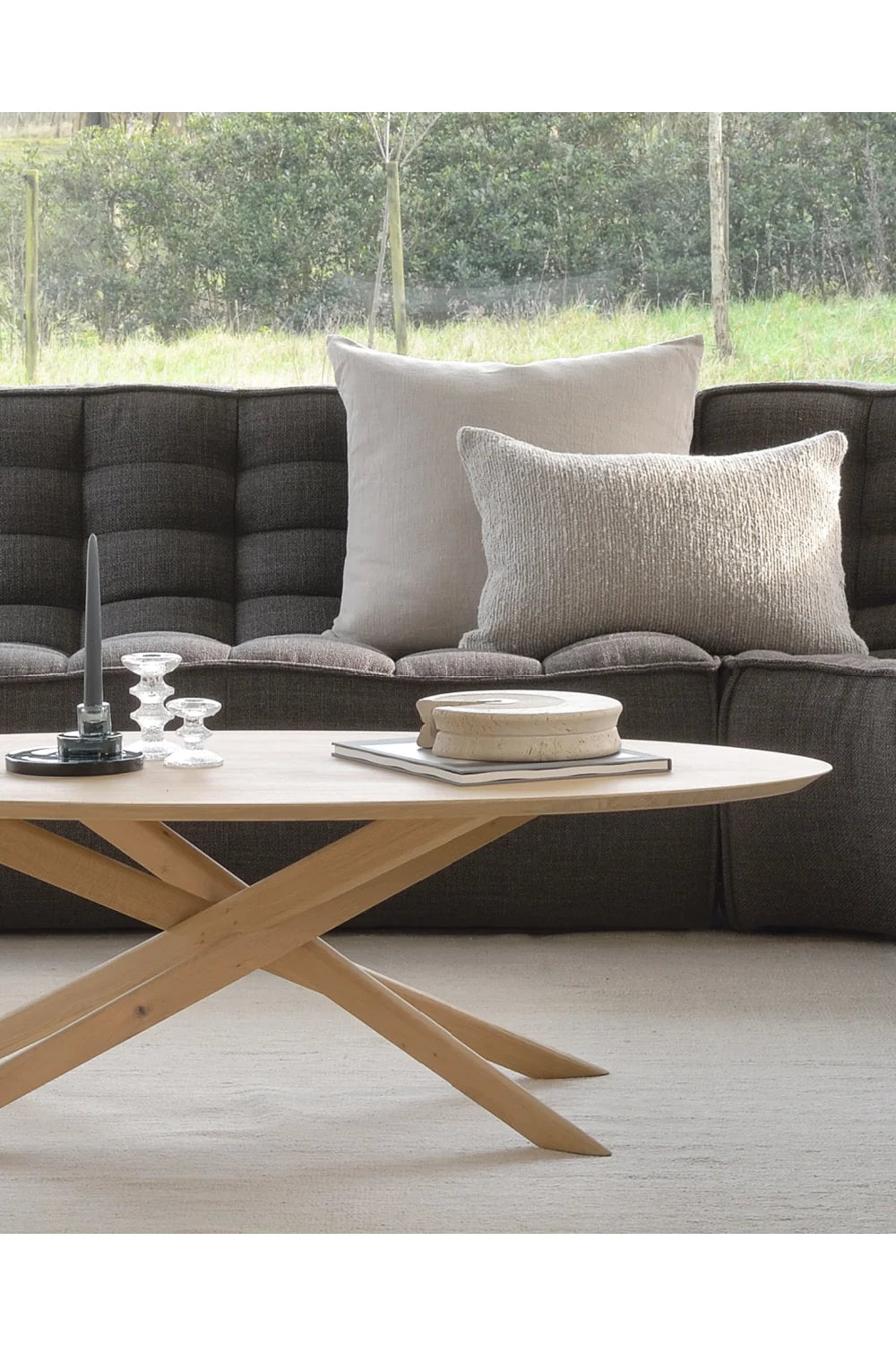 Luxury Solid Oak Coffee Table Modern Italian Style for Villa