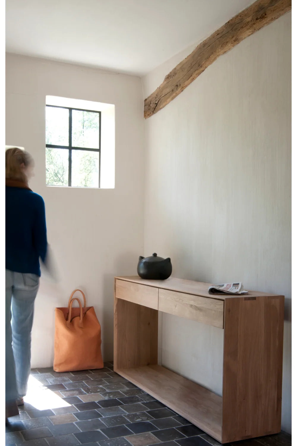 Luxury Solid Oak Console Table Modern Italian Style for Villa
