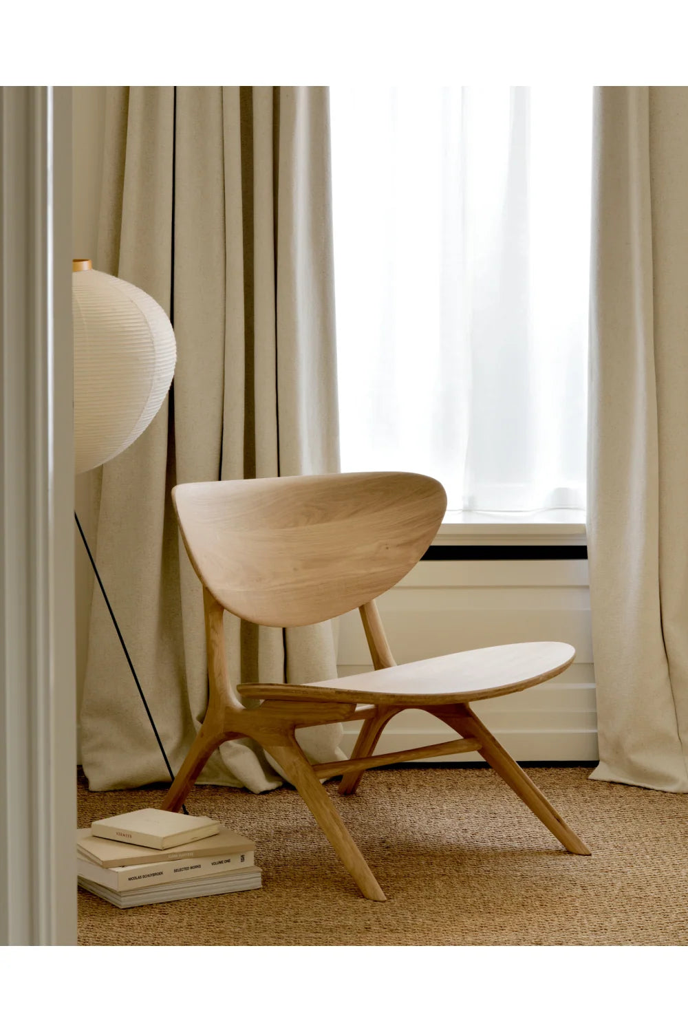 Luxury Solid Oak Lounge Chair Modern Italian Style for Villa