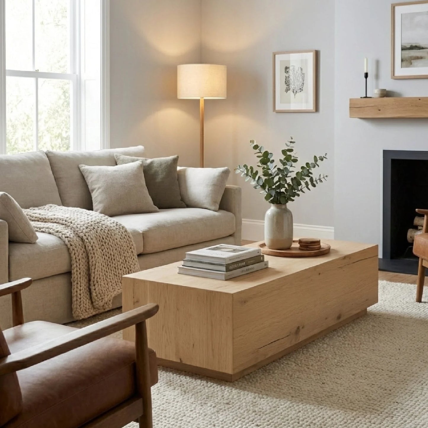 Luxury Solid Oak Rectangular Coffee Table Modern Italian Style for Villa