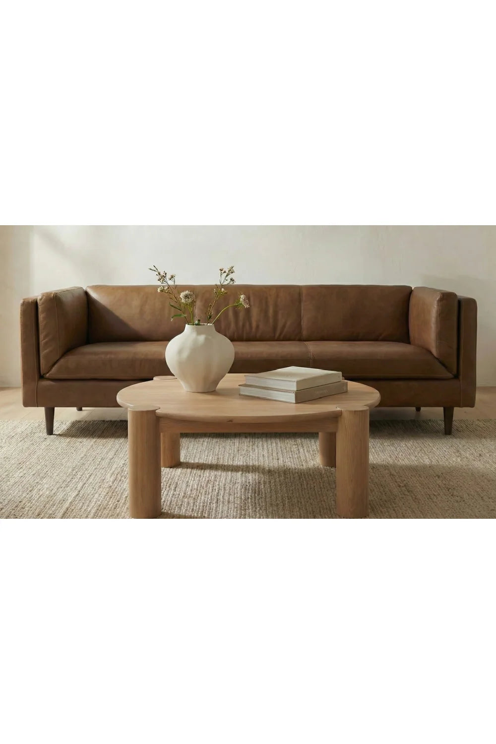 Luxury Solid Oak Round Coffee Table Modern Italian Style for Villa