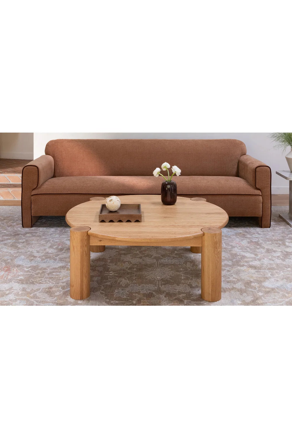 Luxury Solid Oak Round Coffee Table Modern Italian Style for Villa