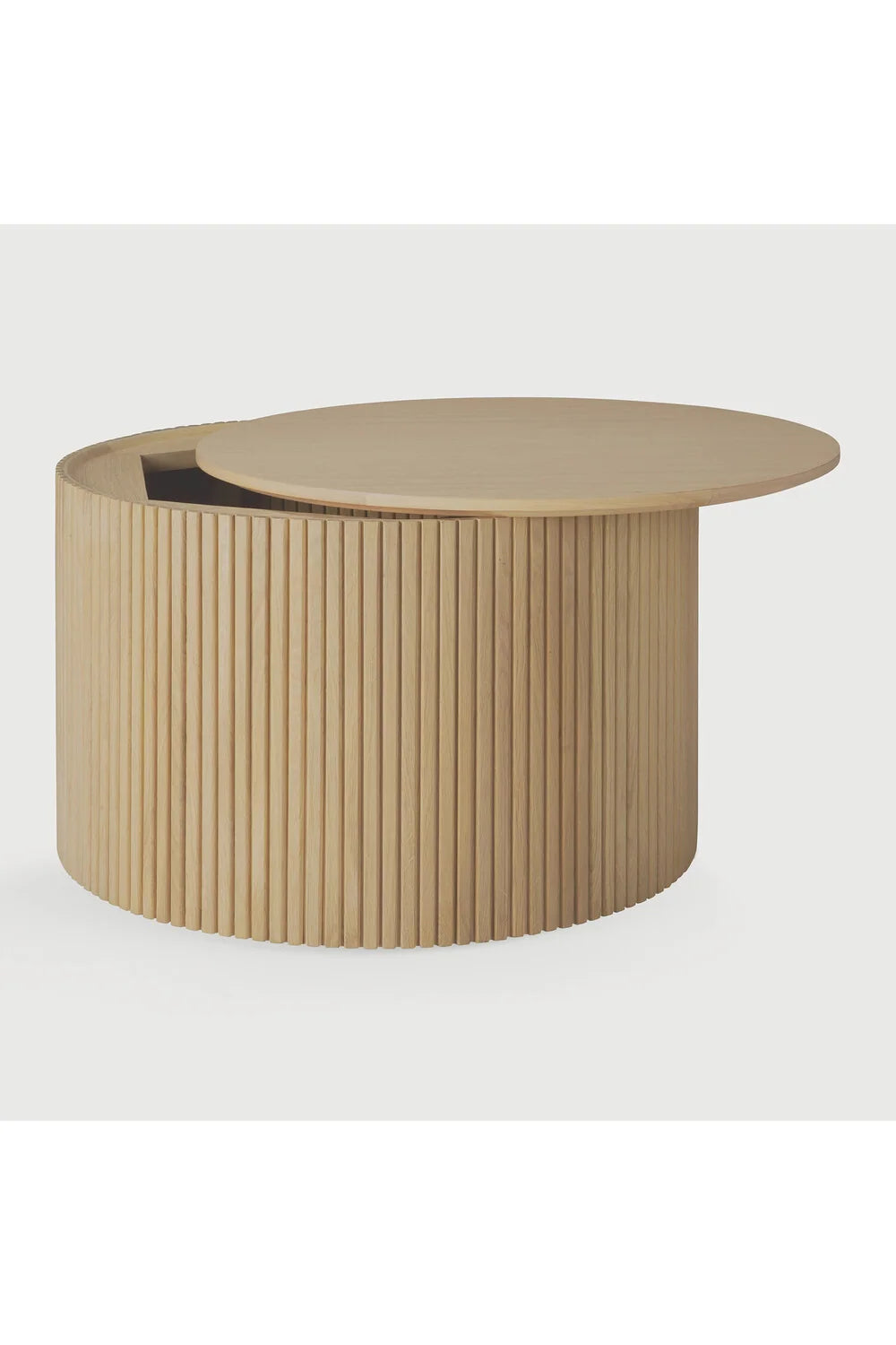 Luxury Solid Oak Round Storage Coffee Table Modern Italian Style for Villa