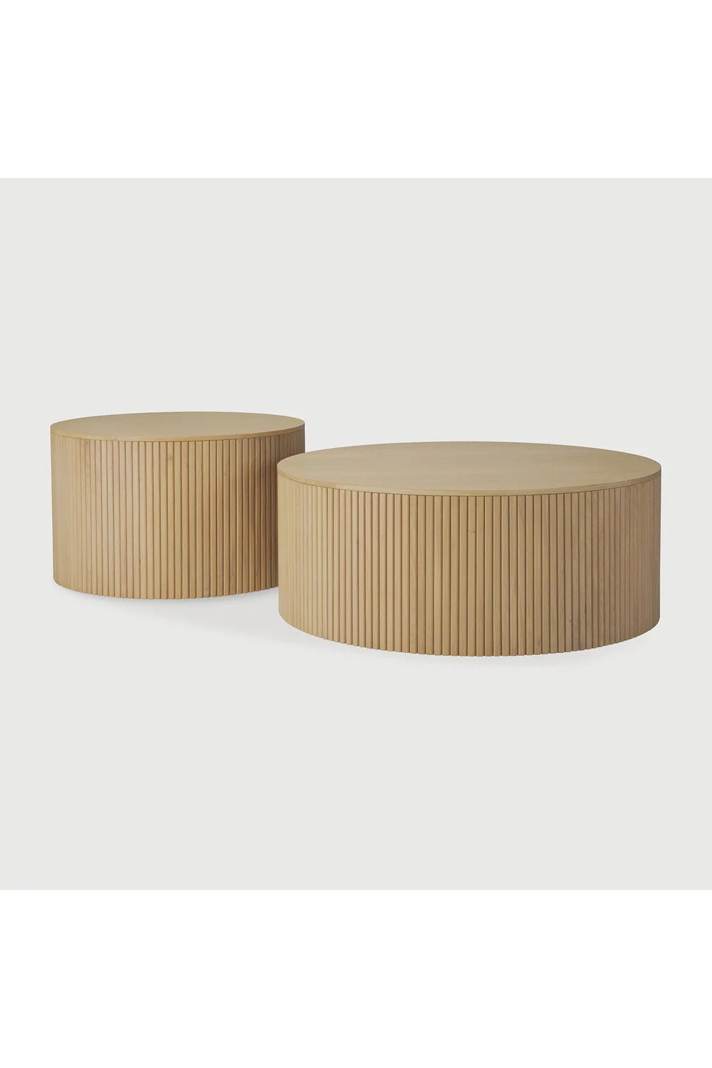 Luxury Solid Oak Round Storage Coffee Table Modern Italian Style for Villa