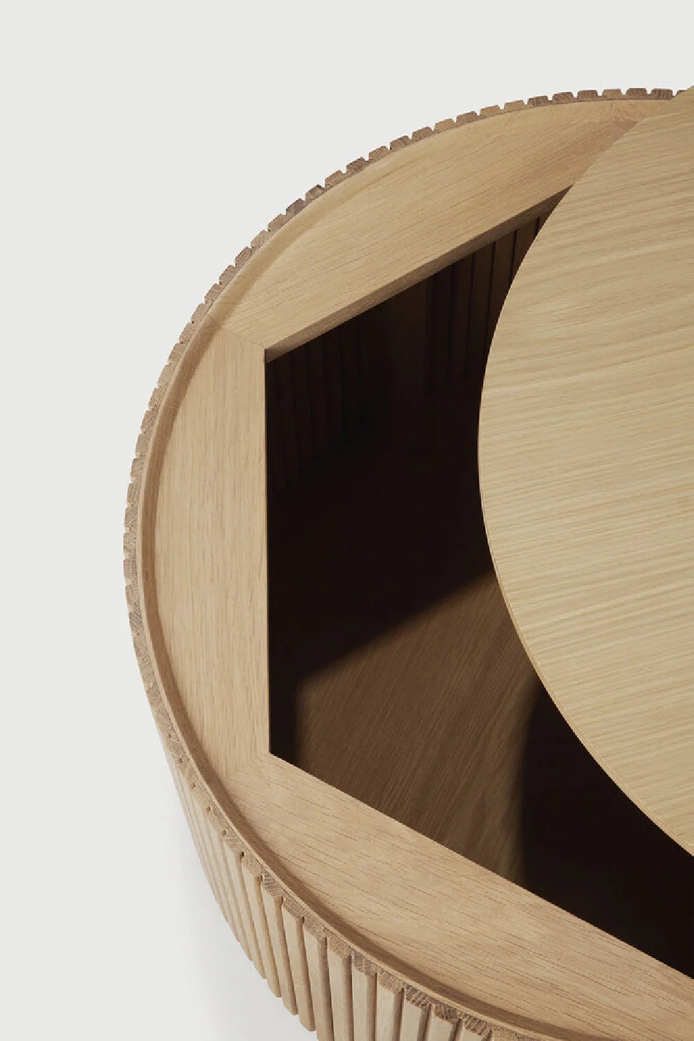 Luxury Solid Oak Round Storage Coffee Table Modern Italian Style for Villa