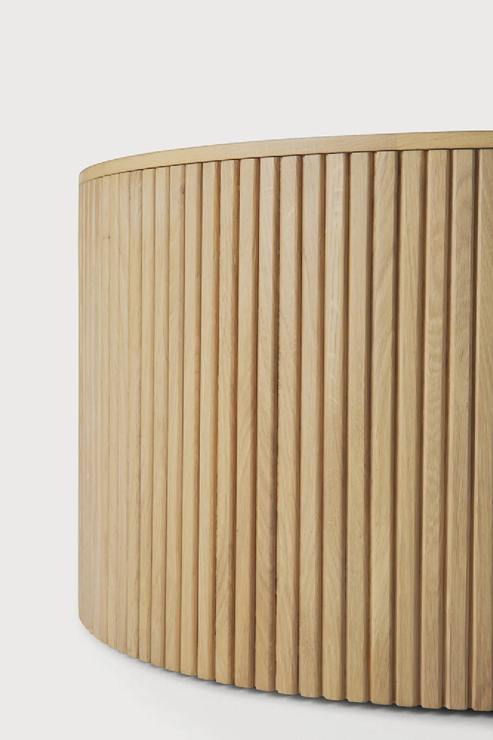 Luxury Solid Oak Round Storage Coffee Table Modern Italian Style for Villa