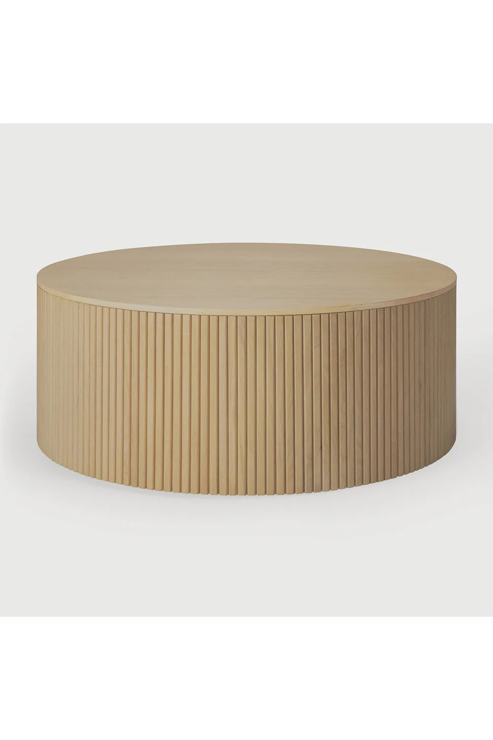 Luxury Solid Oak Round Storage Coffee Table Modern Italian Style for Villa