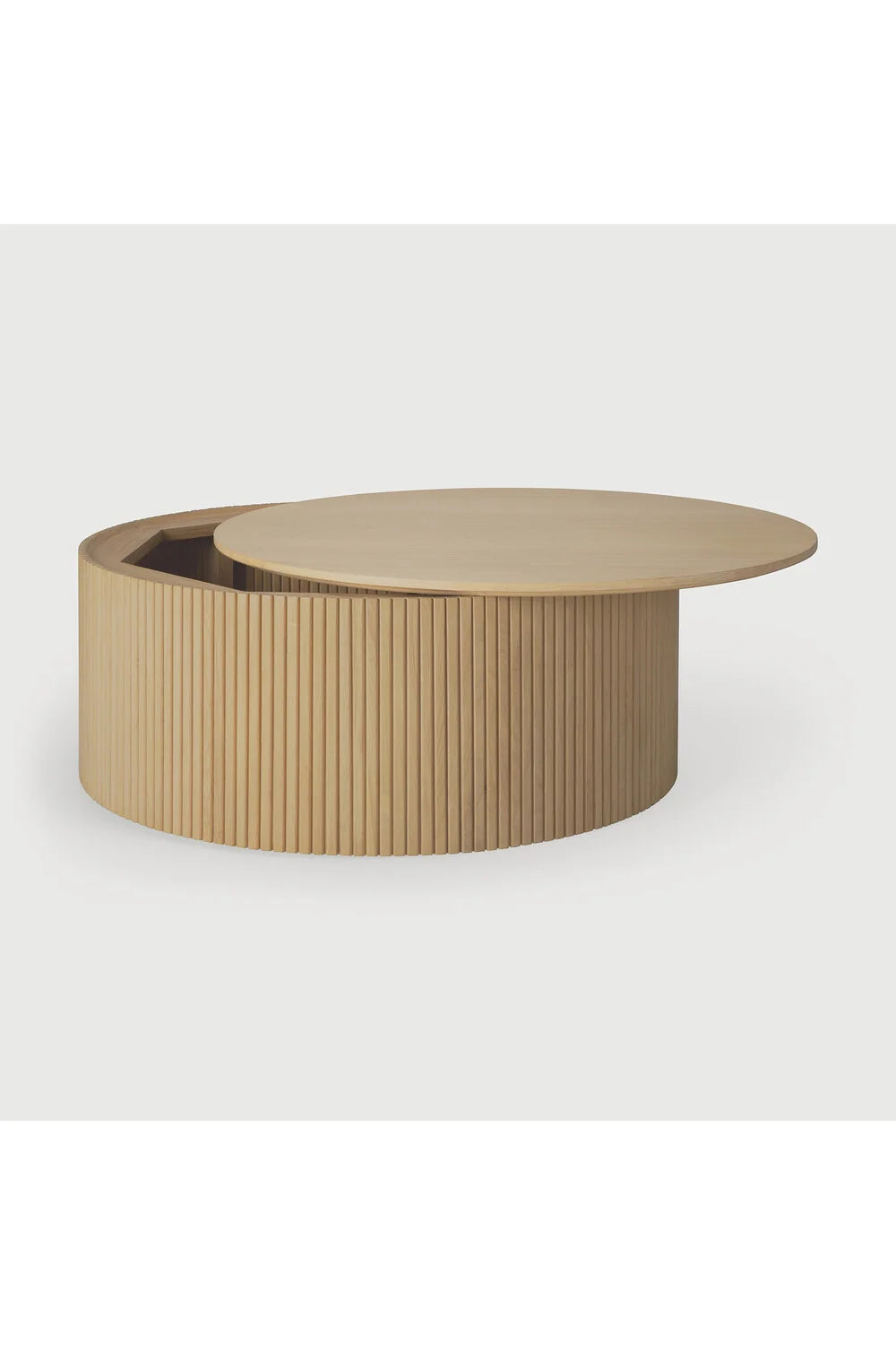 Luxury Solid Oak Round Storage Coffee Table Modern Italian Style for Villa